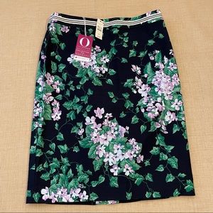 Talbots Oraph Collection Navy Cotton Floral Pencil Skirt